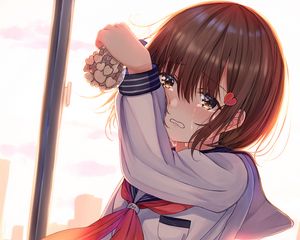 Preview wallpaper girl, schoolgirl, tears, sad, anime