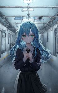 Preview wallpaper girl, schoolgirl, tunnel, anime