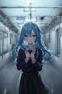 Preview wallpaper girl, schoolgirl, tunnel, anime