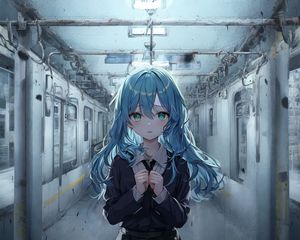 Preview wallpaper girl, schoolgirl, tunnel, anime