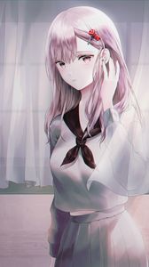 Preview wallpaper girl, schoolgirl, uniform, glance, anime