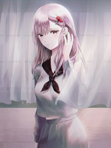 Preview wallpaper girl, schoolgirl, uniform, glance, anime