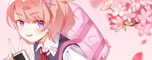 Preview wallpaper girl, schoolgirl, uniform, gesture, anime