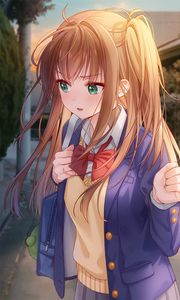 Preview wallpaper girl, schoolgirl, uniform, anime