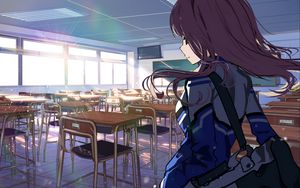 Preview wallpaper girl, schoolgirl, uniform, school, anime