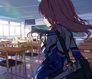 Preview wallpaper girl, schoolgirl, uniform, school, anime