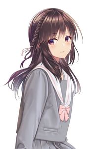 Preview wallpaper girl, schoolgirl, uniform, glance, anime, art, cartoon