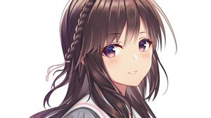 Preview wallpaper girl, schoolgirl, uniform, glance, anime, art, cartoon