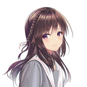 Preview wallpaper girl, schoolgirl, uniform, glance, anime, art, cartoon