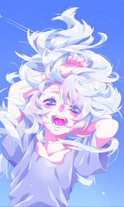 Preview wallpaper girl, scream, hair, anime, art