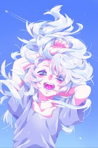 Preview wallpaper girl, scream, hair, anime, art