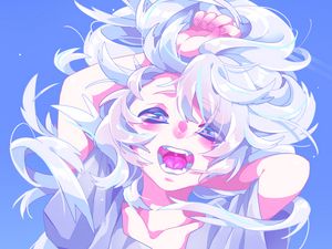 Preview wallpaper girl, scream, hair, anime, art