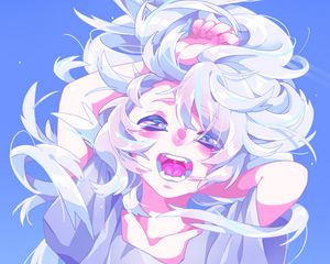 Preview wallpaper girl, scream, hair, anime, art