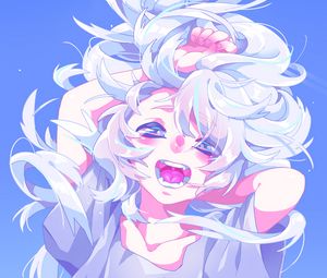 Preview wallpaper girl, scream, hair, anime, art