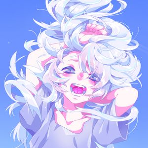 Preview wallpaper girl, scream, hair, anime, art