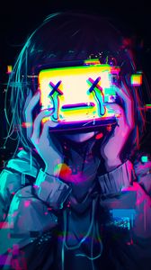 Preview wallpaper girl, screen, sad, art, anime