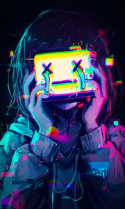 Preview wallpaper girl, screen, sad, art, anime