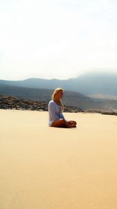 Preview wallpaper girl, sea, beach, mood