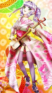 Preview wallpaper girl, shamisen, musical instrument, japan, anime