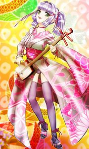 Preview wallpaper girl, shamisen, musical instrument, japan, anime