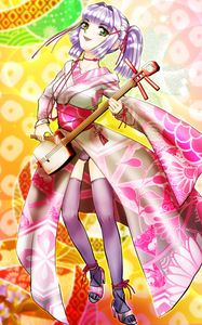 Preview wallpaper girl, shamisen, musical instrument, japan, anime