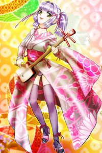 Preview wallpaper girl, shamisen, musical instrument, japan, anime