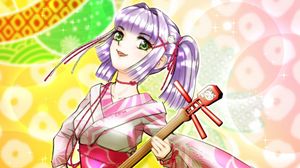 Preview wallpaper girl, shamisen, musical instrument, japan, anime