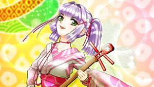 Preview wallpaper girl, shamisen, musical instrument, japan, anime