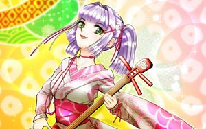 Preview wallpaper girl, shamisen, musical instrument, japan, anime