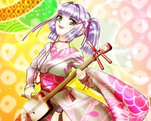 Preview wallpaper girl, shamisen, musical instrument, japan, anime