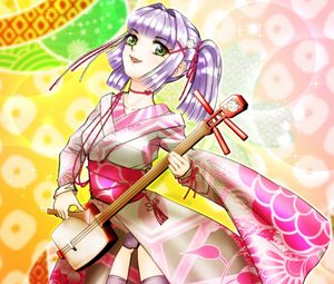 Preview wallpaper girl, shamisen, musical instrument, japan, anime