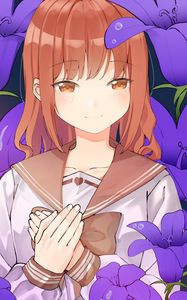 Preview wallpaper girl, shape, smile, flowers, anime