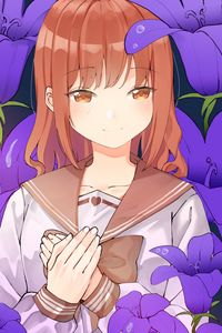 Preview wallpaper girl, shape, smile, flowers, anime