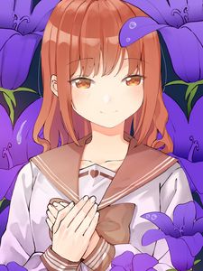 Preview wallpaper girl, shape, smile, flowers, anime