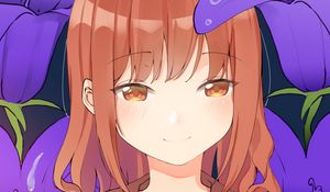 Preview wallpaper girl, shape, smile, flowers, anime
