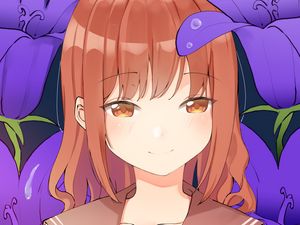 Preview wallpaper girl, shape, smile, flowers, anime