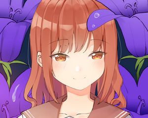 Preview wallpaper girl, shape, smile, flowers, anime