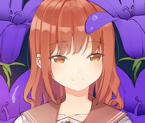 Preview wallpaper girl, shape, smile, flowers, anime