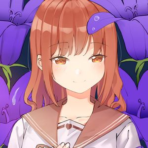 Preview wallpaper girl, shape, smile, flowers, anime