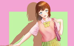 Preview wallpaper girl, shape, smile, anime