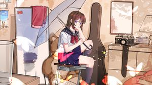 Preview wallpaper girl, shape, umbrella, interior, anime