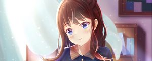 Preview wallpaper girl, shirt, smile, anime, art