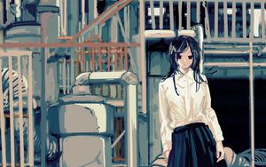 Preview wallpaper girl, shirt, uniform, anime, art