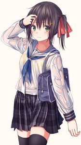 Preview wallpaper girl, shirt, wet, anime