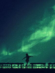 Preview wallpaper girl, silhouette, dance, dark, art