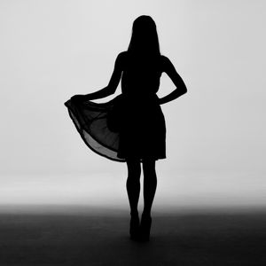 Preview wallpaper girl, silhouette, dress, bw