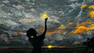 Preview wallpaper girl, silhouette, gesture, art