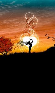 Preview wallpaper girl, silhouette, image, dance, nature