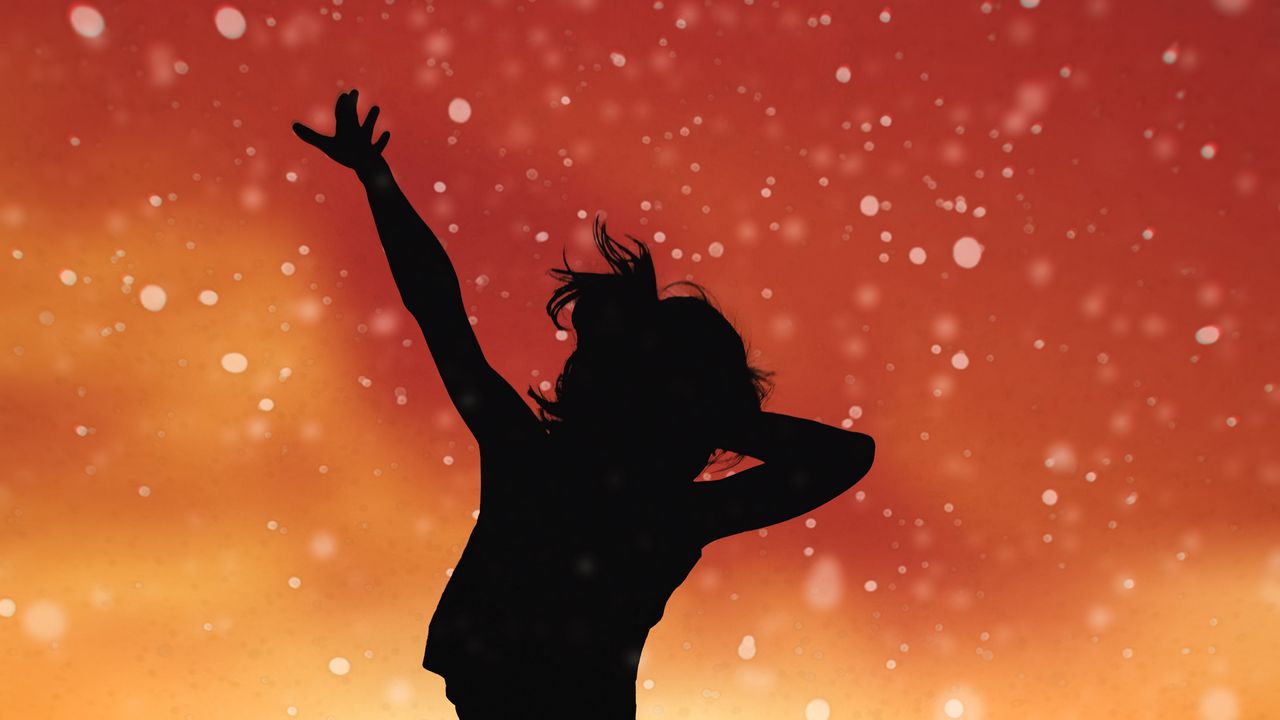 Wallpaper girl, silhouette, joy