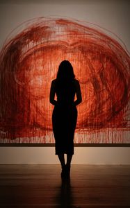 Preview wallpaper girl, silhouette, painting, abstraction, art